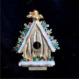 Rare LIA Christmas Birdhouse Brooch